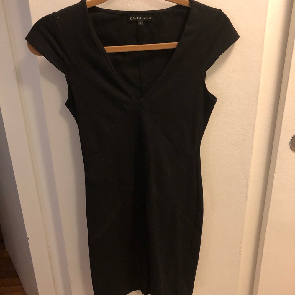 David Lerner cap sleeve Black bodycon mini